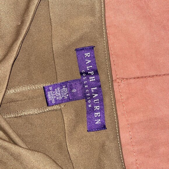 RALPH LAUREN PURPLE LABEL HIGH WAIST FLARED PANTS SIZE 8 TAN - Picture 6 of 11